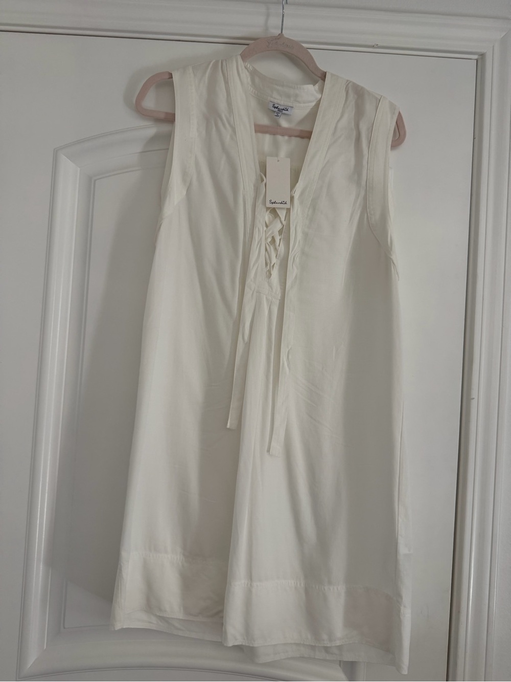 NWT Splendid Sleeveless white cotton Lace-Up Dress with slip - size small